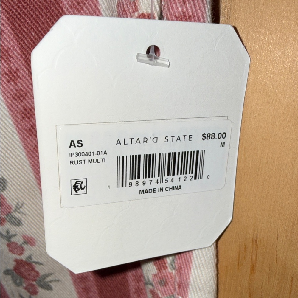 Altar'd State New With Tag Pink and White Floral Flare Cut Pants - Picture 6 of 7